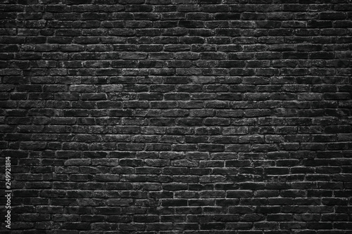Canvas Print black brick wall texture