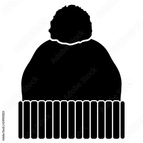 Simple Black and White Puff Ball Stocking Cap Beanie Hat Vector Illustration Icon Symbol Graphic