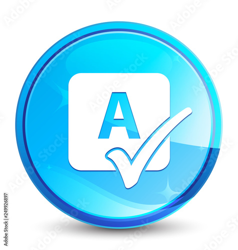 Spell check icon splash natural blue round button