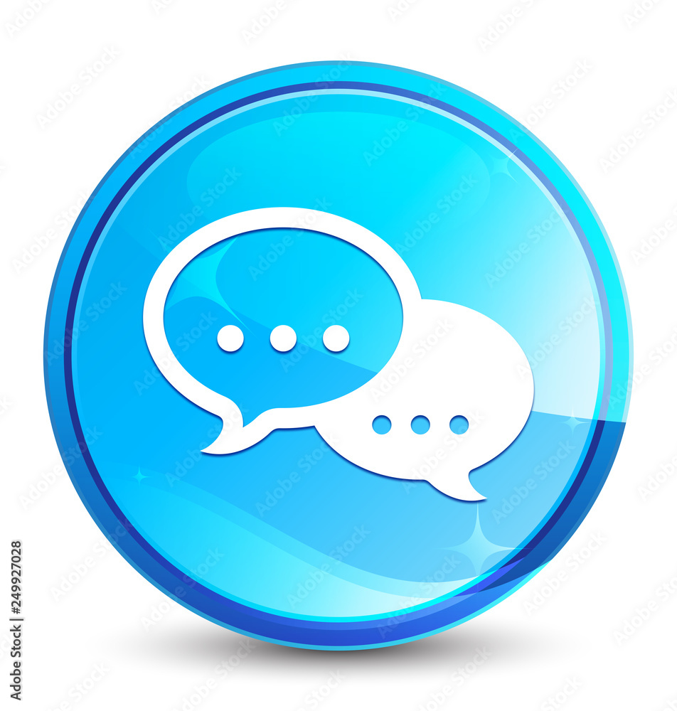 Talk bubble icon splash natural blue round button Talk bubble icon splash natural blue round button