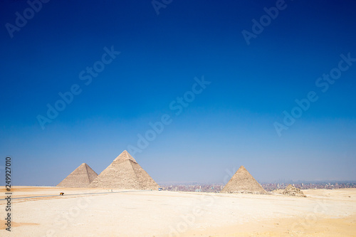 pyramids with a beautiful sky of Giza in Cairo  Egypt.