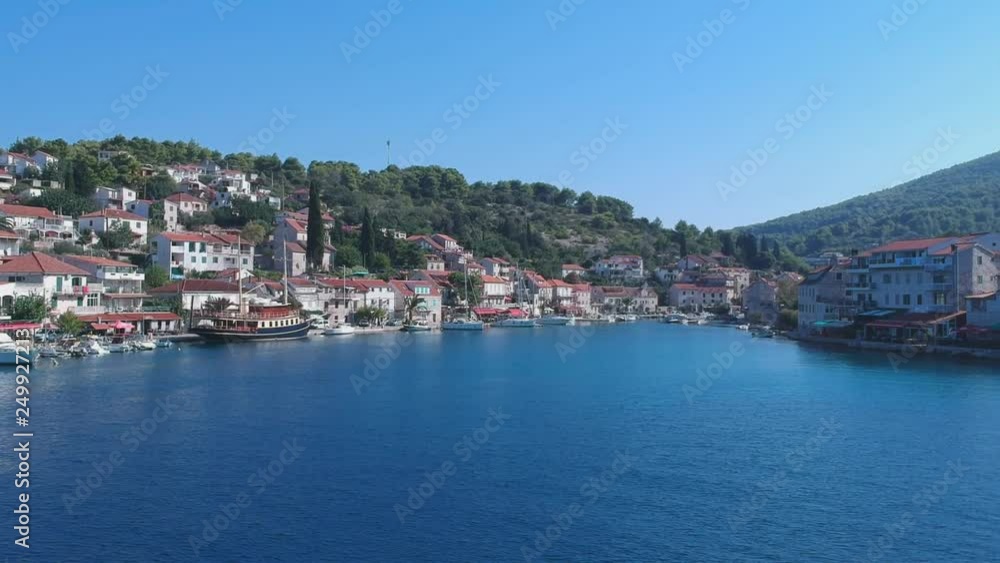 Solta island beach and fisherman cost aerial view in Dalmatia, Croatia south to Split in the central Dalmatian archipelago. Solta island beach and fisherman cost aerial view in Dalmatia, Croatia south to Split in the central Dalmatian archipelago.