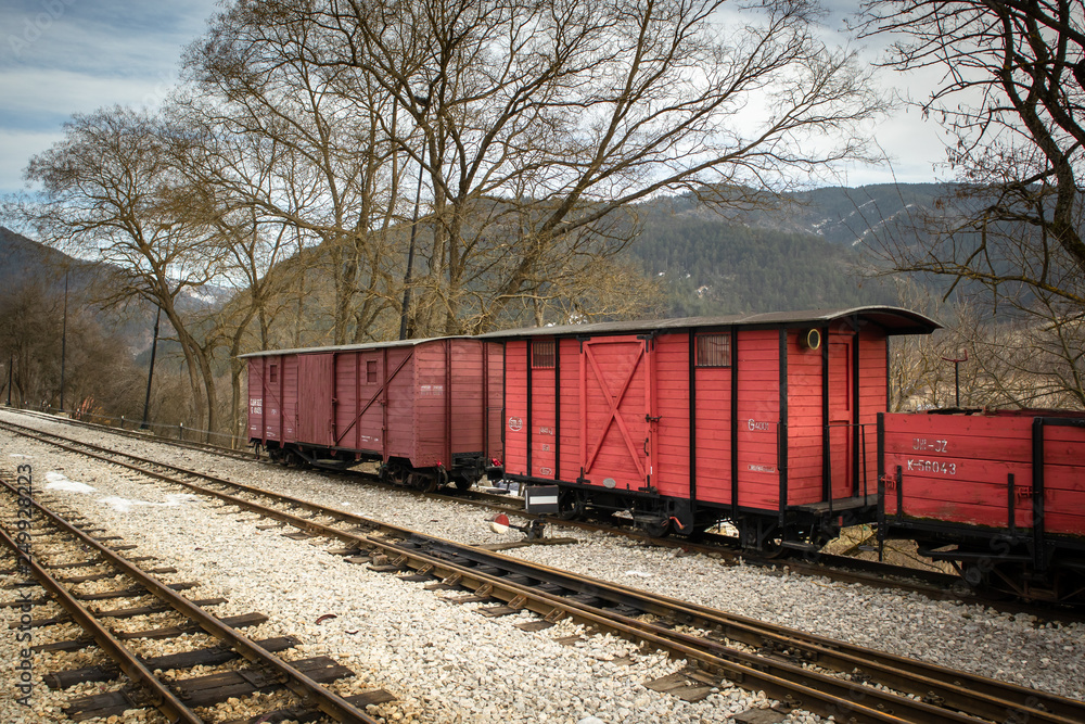 Old railroad station with narrow gauge railway track, popular tourist attraction known as sarganska osmica in Mokra Gora village in Serbia. Old railroad station with narrow gauge railway track, popular tourist attraction known as sarganska osmica in Mokra Gora village in Serbia.