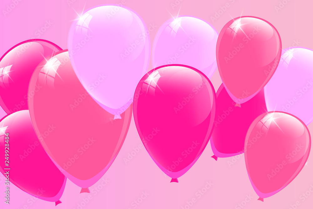 pink balloons, vector illustration.