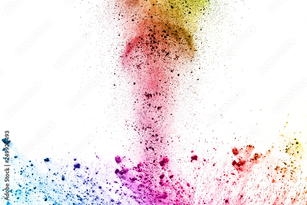 Colorful powder explosion on white background. Colorful powder explosion on white background.