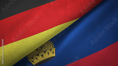 Germany and Liechtenstein two flags textile cloth, fabric texture photo