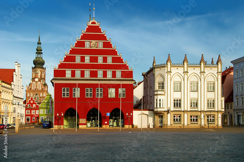 old market with town hall of city of Greifswald