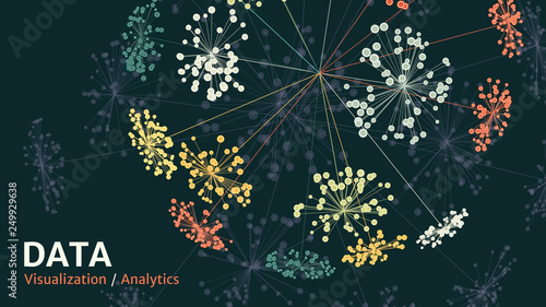 Vector abstract big data visualization. Visual information complexity. Information clustering representation.