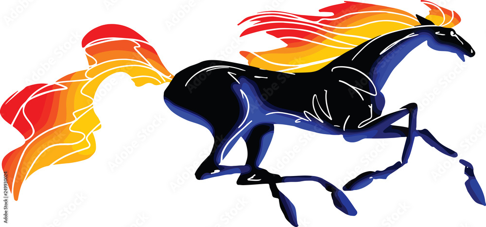 Vector illustration of a stylistic galloping horse silhouette