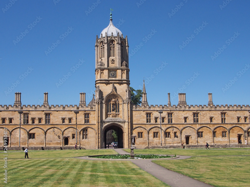 OXFORD - SEPTEMBER 2016:  Christ Church College, view of Tom Quad with the bell tower designed by Christopher Wren,