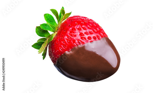 Fondue strawberry in hot black chocolate