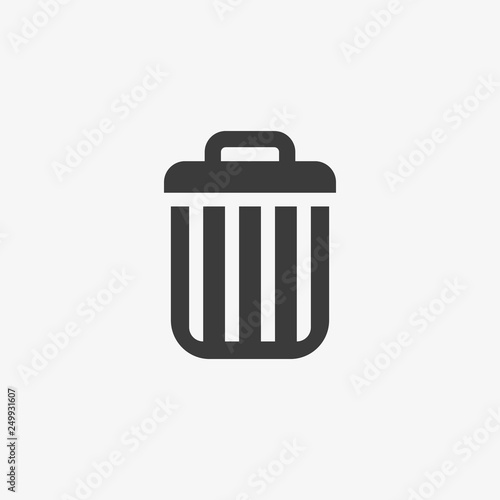 Delete icon, vector garbage trash can bin sign isolated on white, flat design for website.