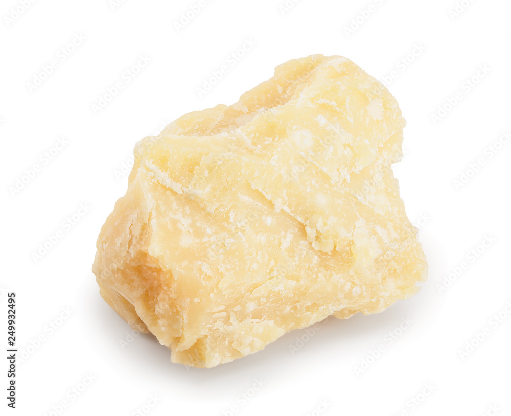 Parmesan cheese piece isolated on white background. Closeup Parmesan cheese piece isolated on white background. Closeup