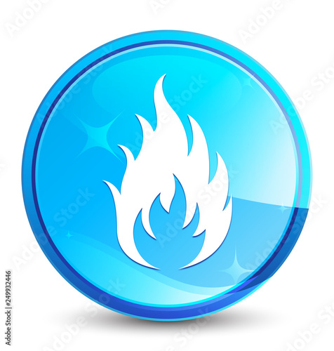 Fire icon splash natural blue round button