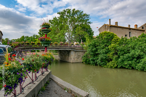 Canal du Midi canal in Trebes southern France