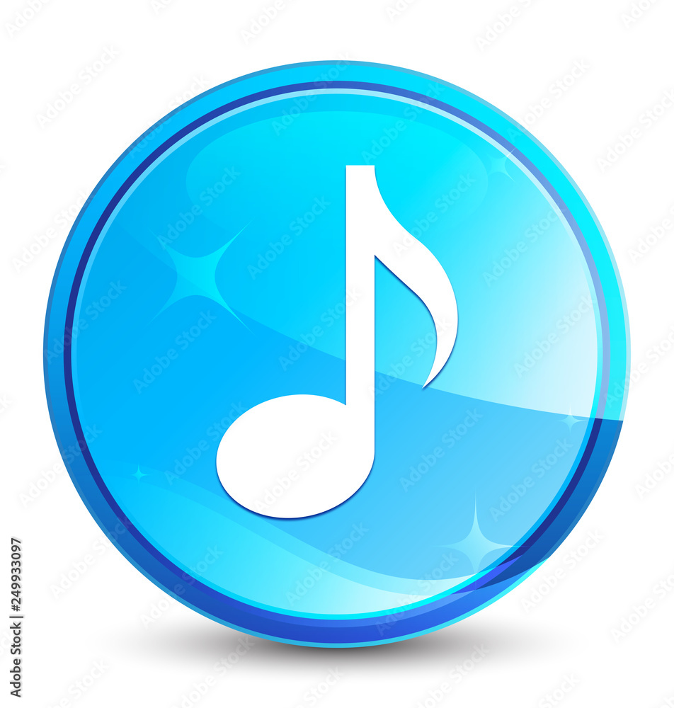 Music icon splash natural blue round button Music icon splash natural blue round button