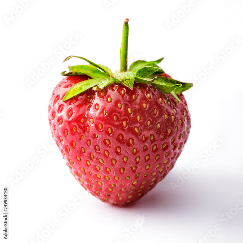 Strawberry vibrant color fresh close-up isolated on white background studio shot