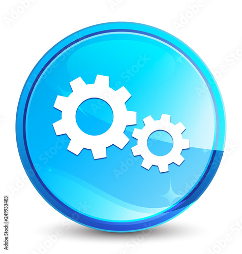Process icon splash natural blue round button