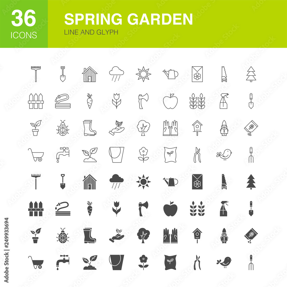 Garden Line Web Glyph Icons