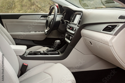 Modern car interior details, passenger side
