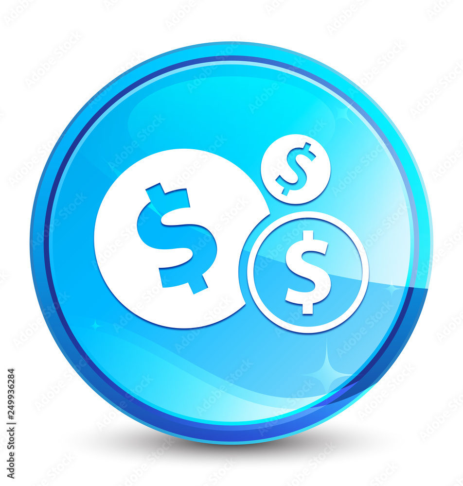 Finances dollar sign icon splash natural blue round button Finances dollar sign icon splash natural blue round button