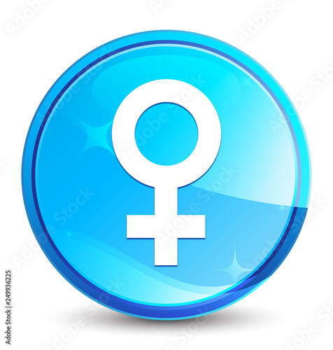 Female sign icon splash natural blue round button
