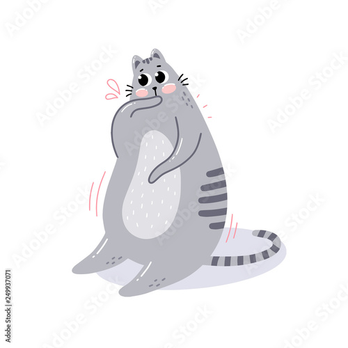 Postcard with the character is a cute hand drawn thoughtful cat