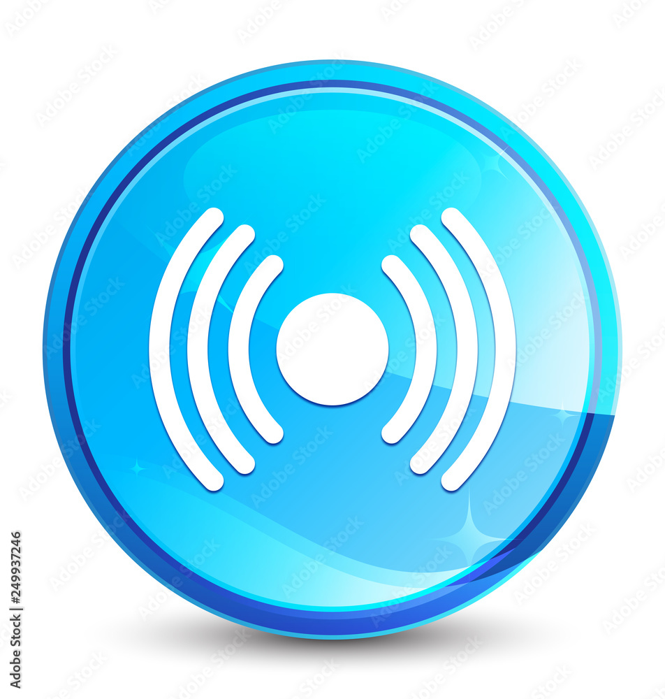 Network signal icon splash natural blue round button Network signal icon splash natural blue round button