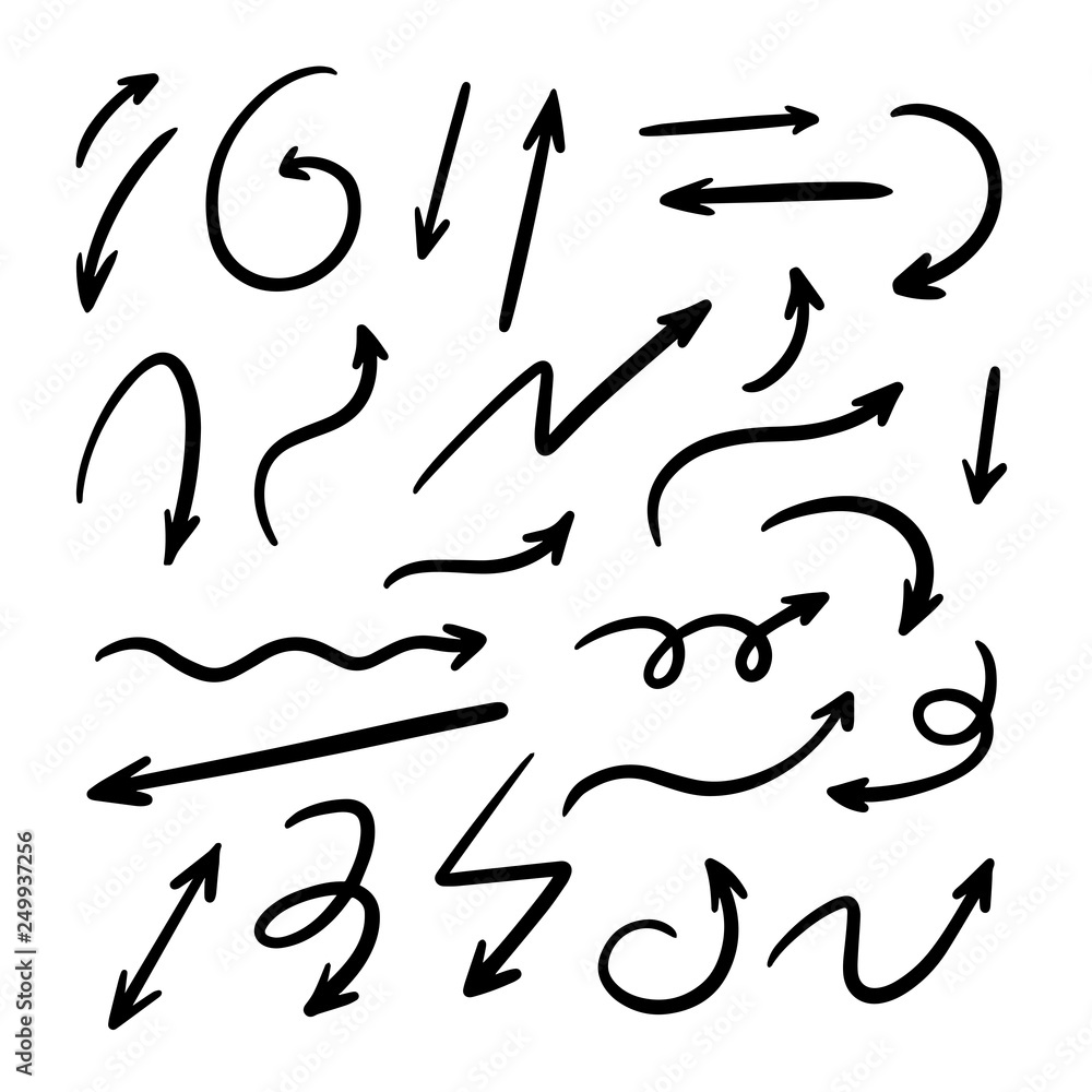 Isolated vector hand drawn arrows set Isolated vector hand drawn arrows set