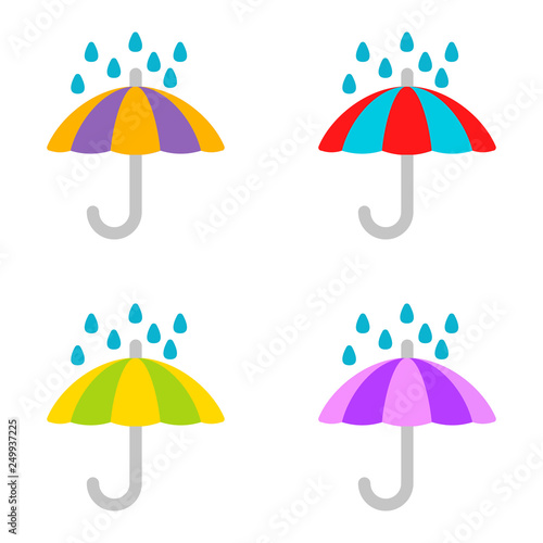 Umbrellas and rain. Umbrellas. Logo. Vector illustration. EPS 10.