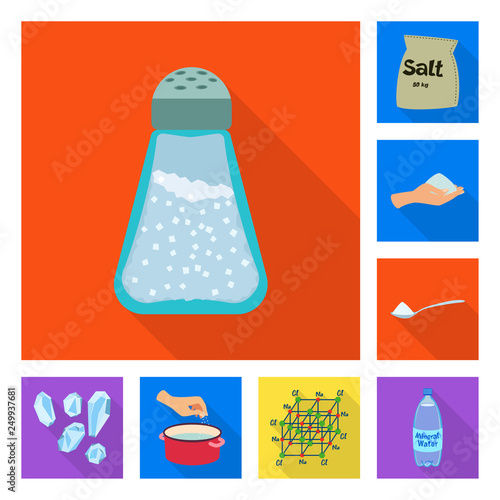 Vector illustration of raw  and kitchen  logo. Collection of raw  and sea stock symbol for web.