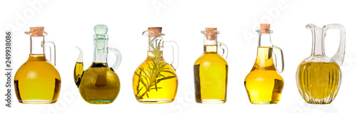 Quadro su tela Set of extra virgin olive oil jars isolated