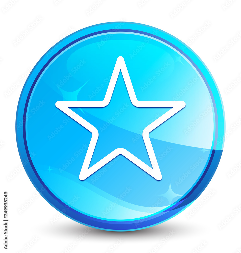 Star icon splash natural blue round button Star icon splash natural blue round button