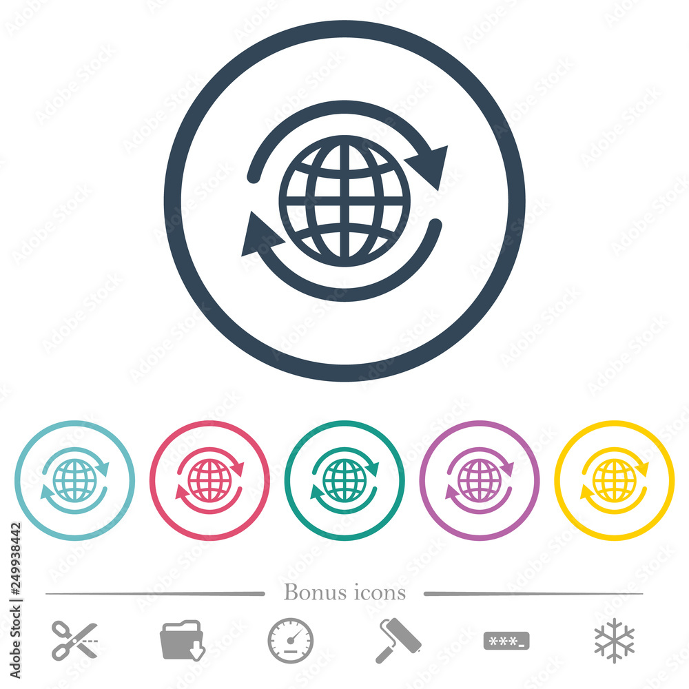 International flat color icons in round outlines International flat color icons in round outlines