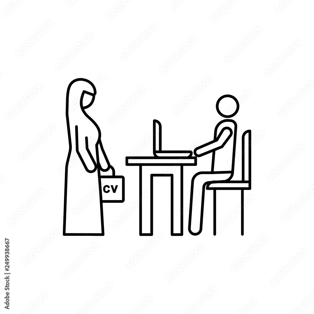 job, cv, Muslim businesswoman icon. Element of businesswoman in muslim world for mobile concept and web apps icon. Thin line icon for website design and development job, cv, Muslim businesswoman icon. Element of businesswoman in muslim world for mobile concept and web apps icon. Thin line icon for website design and development