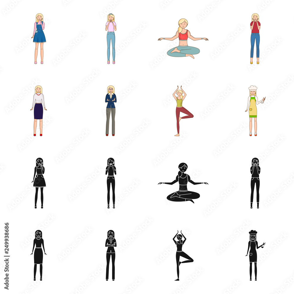 © pandavector - Vector illustration of posture and mood logo. Collection of posture and female stock vector illustration.