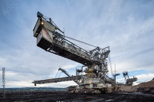 Enormous bucket wheel excavators at an open cut coal mine in Victoria, Australia