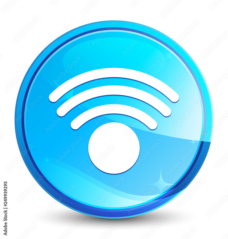 Wifi icon splash natural blue round button Wifi icon splash natural blue round button