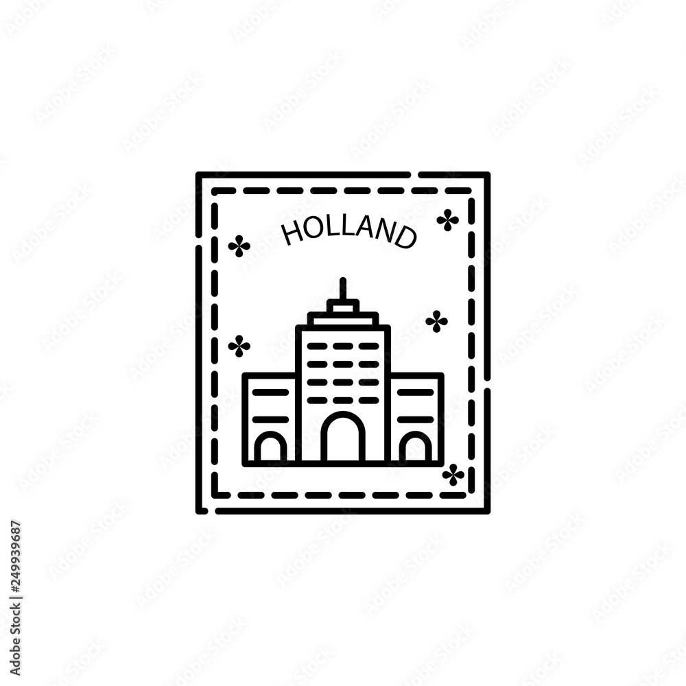 Fototapeta premium Passport stamp, visa, Holland icon. Element of passport stamp for mobile concept and web apps icon. Thin line icon for website design and development