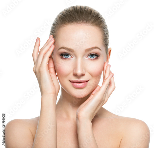 Beautiful face of young woman with  health  skin