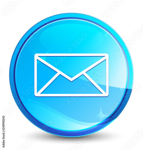 Email icon splash natural blue round button
