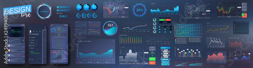 Modern infographic vector template with statistics graphs and finance charts. Diagram template and chart graph, graphic information visualization illustration