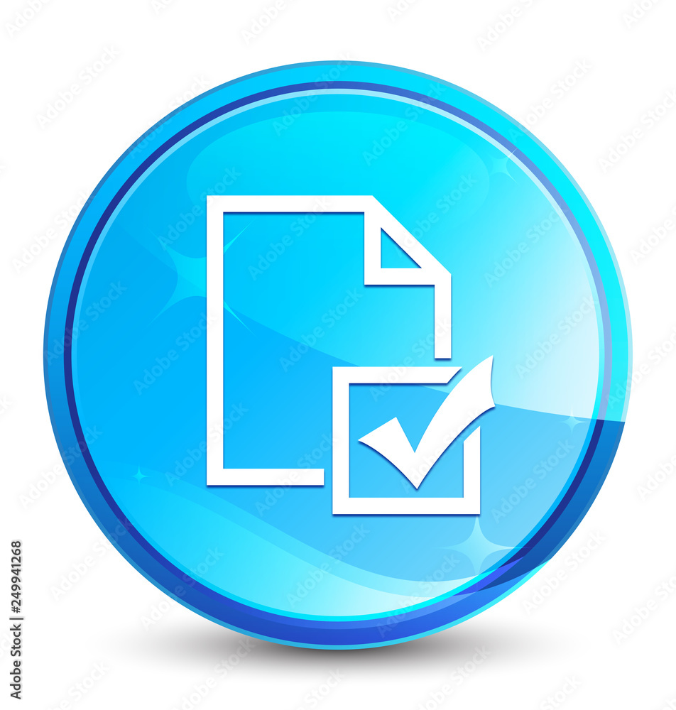 Survey icon splash natural blue round button Survey icon splash natural blue round button