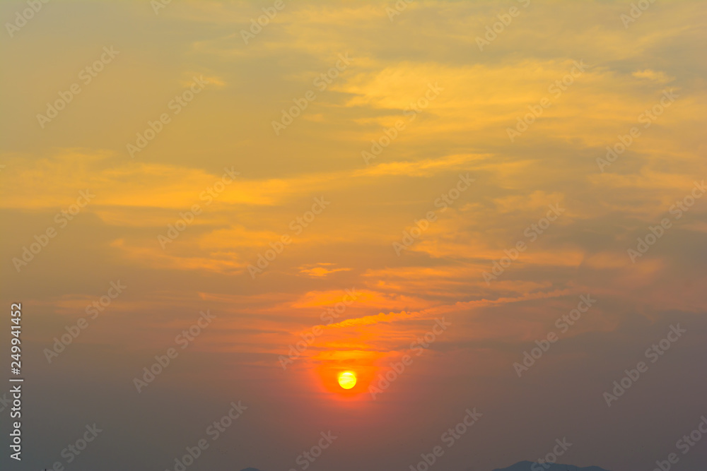 cloudy sky in evening. Nature sunset landscape and background