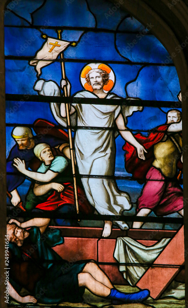 Jesus rising from the grave - Stained Glass