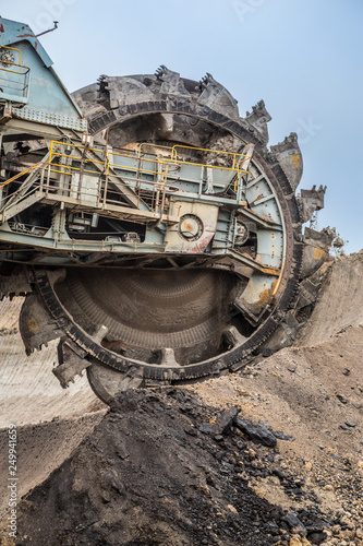 Enormous bucket wheel excavator at an open cut coal mine in Victoria, Australia