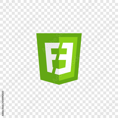 Front end web technology shield. Web site development icon.
