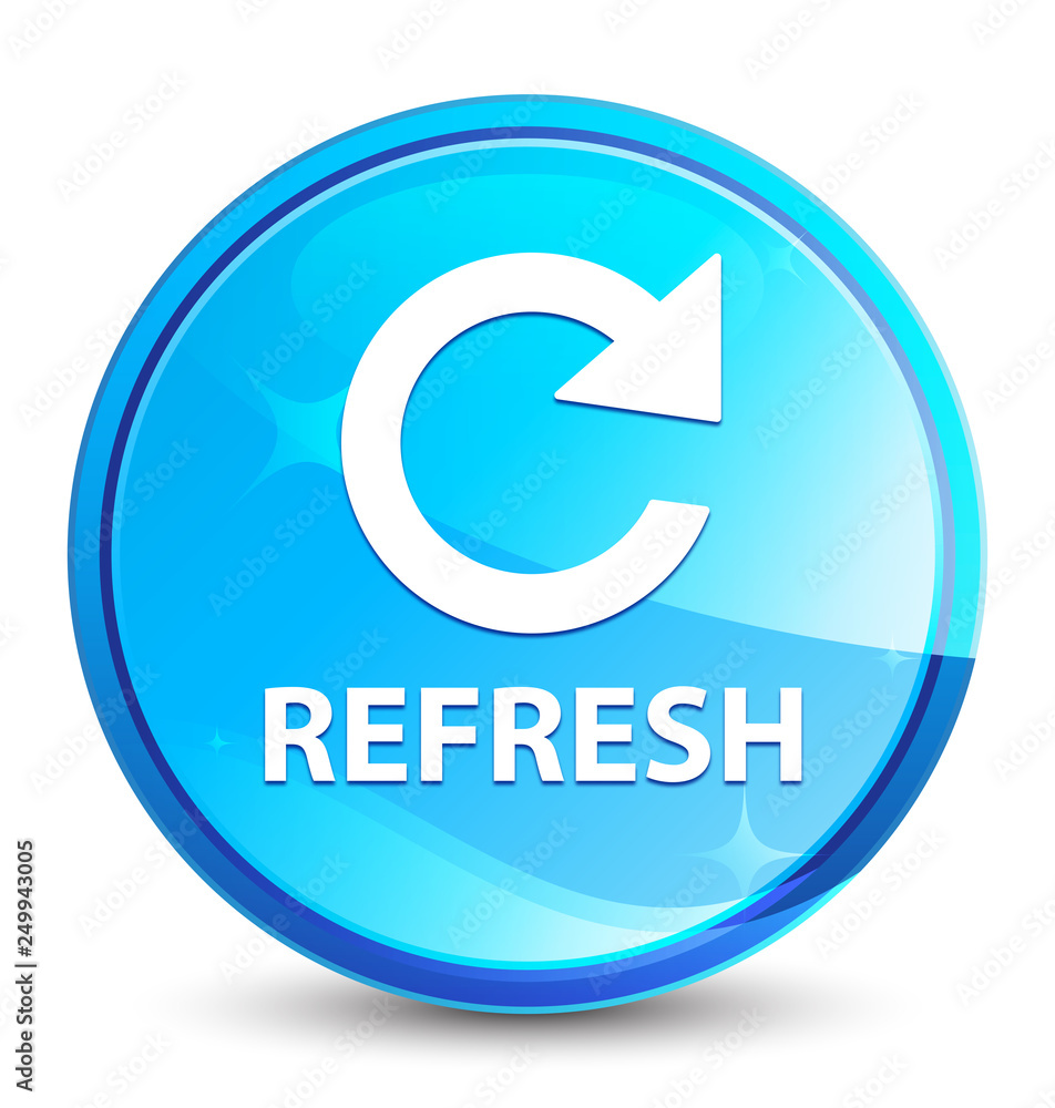 Refresh (rotate arrow icon) splash natural blue round button Refresh (rotate arrow icon) splash natural blue round button