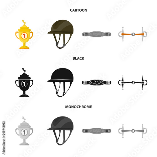 Vector illustration of equipment and riding sign. Set of equipment and competition stock vector illustration.