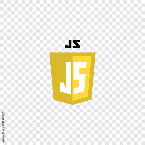 JavaScript web technology shield. Web site development icon. photo